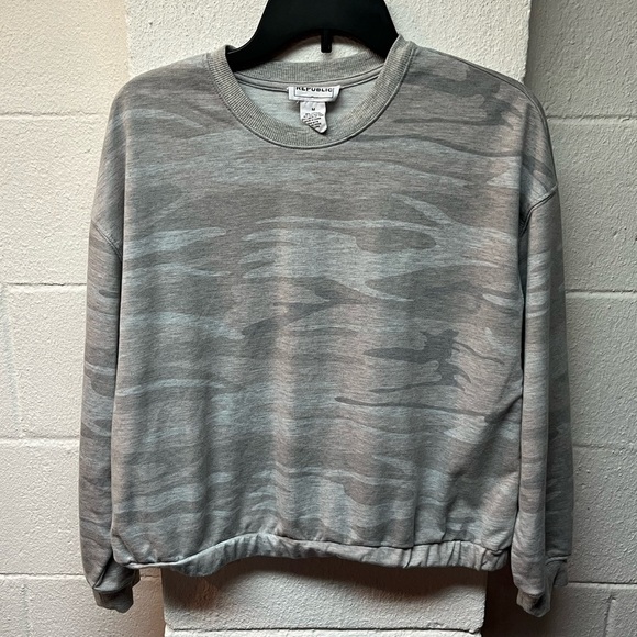 For The Republic Sweaters - For the Republic - Gray Camouflage Womens Sweater